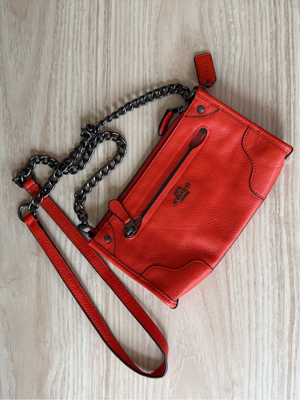 Coach Orange Mickie Bag small crossbody purse like new w/ care instructions